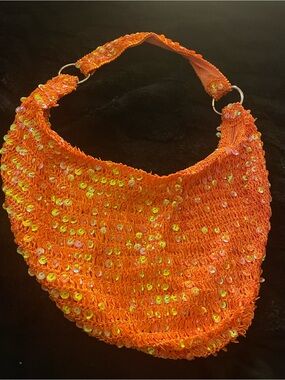 Private Label Orange Sequin Shoulder Bag